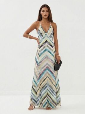 Millie Blue Serena Striped Knit Maxi Dress
